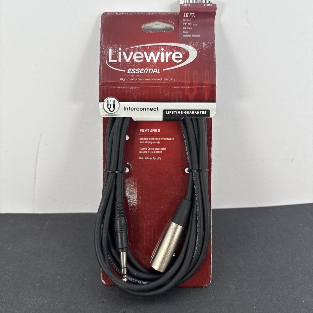 Livewire 10 ft Mic Cable 1/4" TRS Male XLR Male Balanced, Shielded SS10TX